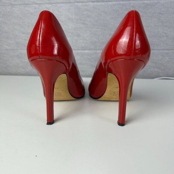 Tommy Hilfiger Red Almond Toe Patent Leather Stiletto Pumps Women's Size 8.5 - Picture 6 of 16